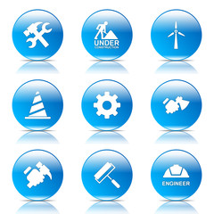 Construction Tools Blue Vector Button Icon Design Set 2