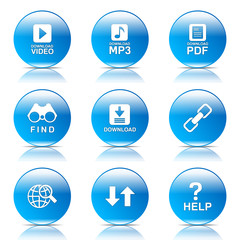 Multimedia Web Internet Blue Vector Button Icon Design Set