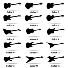 Guitar icons set, fifteen different models - 78137552