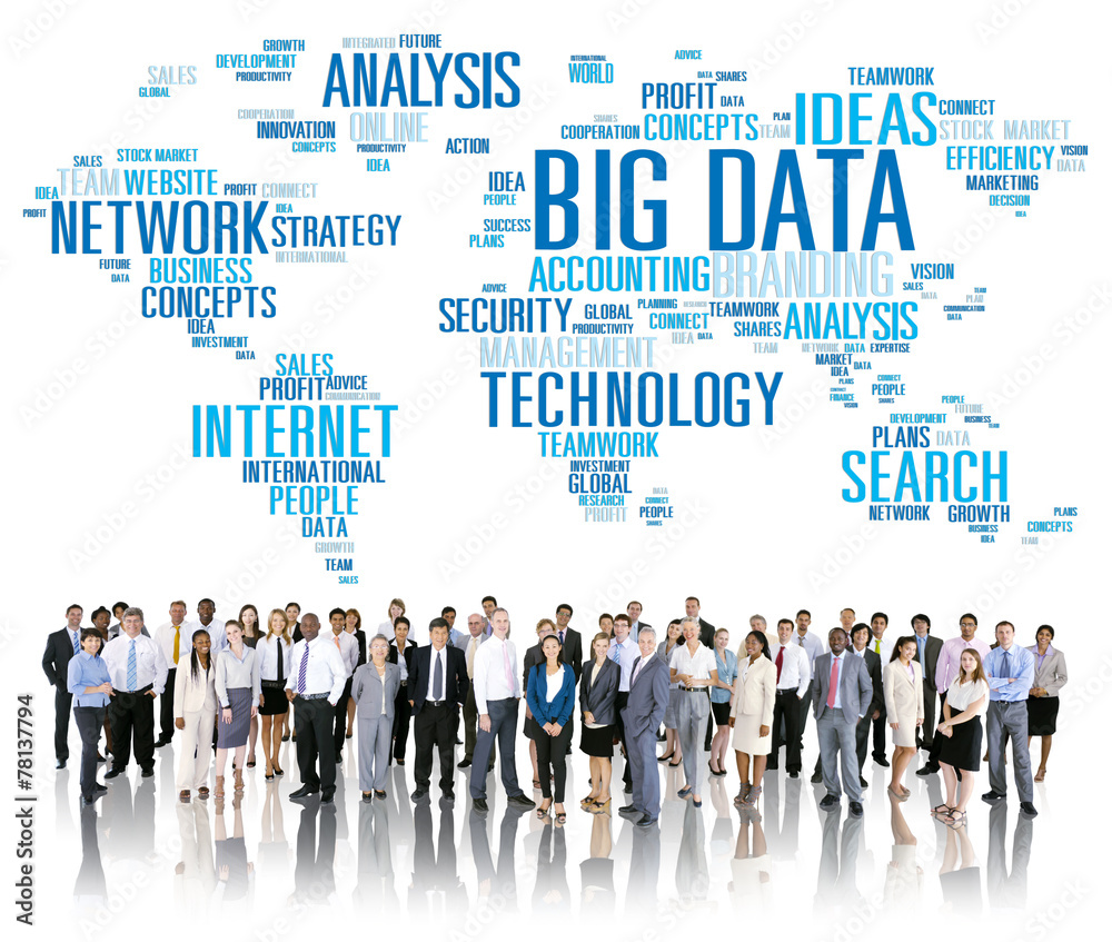 Poster big data storage information world map concept
