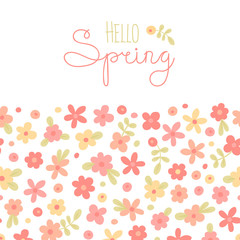 Sizon card Hello Spring with cute flowers.