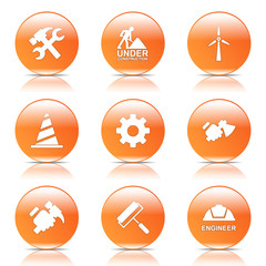 Construction Tools Orange Vector Button Icon Design Set 2