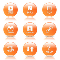 Multimedia Web Internet Orange Vector Button Icon Design Set