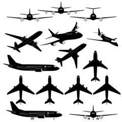 Set of different airplane signs