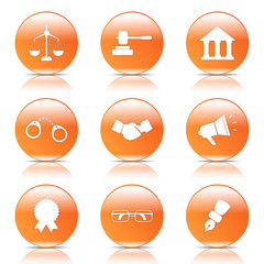 Law Sign Orange Vector Button Icon Design Set