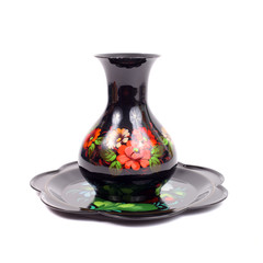 Zhostovo vase and tray set