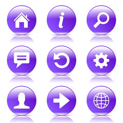 Web Internet Violet Vector Button Icon Design Set
