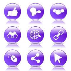Social Internet Violet Vector Button Icon Design Set