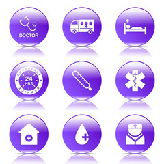 Hospital Health Violet Vector Button Icon Design Set 2