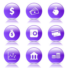 Financial Banking Violet Vector Button Icon Design Set