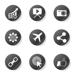 SEO Internet Sign Black Vector Button Icon Design Set 1