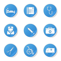 Hospital Health Blue Vector Button Icon Design Set
