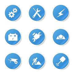 Construction Tools Blue Vector Button Icon Design Set