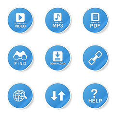 Multimedia Web Internet Blue Vector Button Icon Design Set