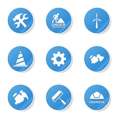 Construction Tools Blue Vector Button Icon Design Set 2