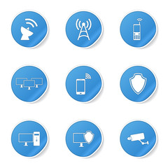 Telecom Communication Blue Vector Button Icon Design Set