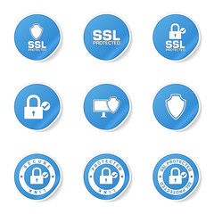 Protection Web Internet Blue Vector Button Icon Design Set