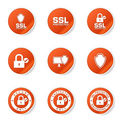 Protection Web Internet Orange Vector Button Icon Design Set