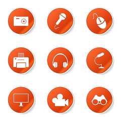 Electronic Equipment Orange Vector Button Icon Design Set