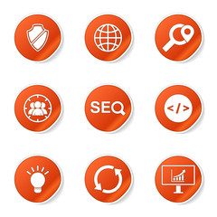 SEO Internet Sign Orange Vector Button Icon Design Set 2