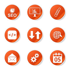 SEO Internet Sign Orange Vector Button Icon Design Set 6