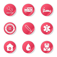 Hospital Health Pink Vector Button Icon Design Set 2