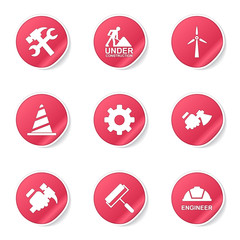 Construction Tools Pink Vector Button Icon Design Set 2