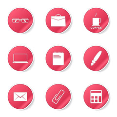 Office Work Pink Vector Button Icon Design Set