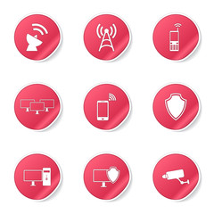 Telecom Communication Pink Vector Button Icon Design Set