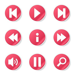 Multimedia Controller Pink Vector Button Icon Design Set