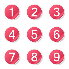Numbers Counting Pink Vector Button Icon Design Set