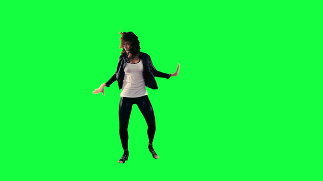 Dancer against a green background