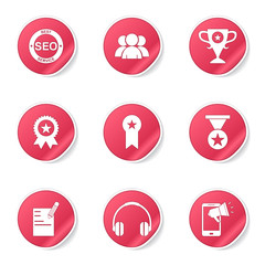 SEO Internet Sign Pink Vector Button Icon Design Set 9