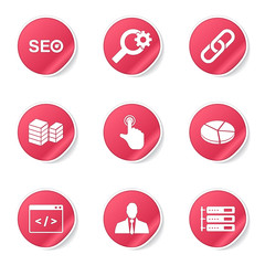 SEO Internet Sign Pink Vector Button Icon Design Set 11