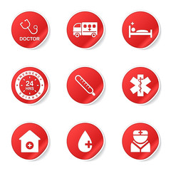 Hospital Health Red Vector Button Icon Design Set 2