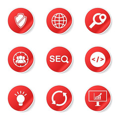 SEO Internet Sign Red Vector Button Icon Design Set 2
