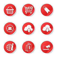 SEO Internet Sign Red Vector Button Icon Design Set 7