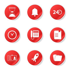 Time Duration Red Vector Button Icon Design Set