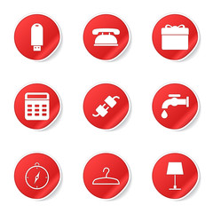 House Equipments Red Vector Button Icon Design Set