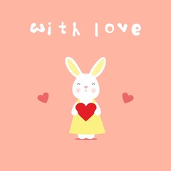 Love card, rabbit with heart