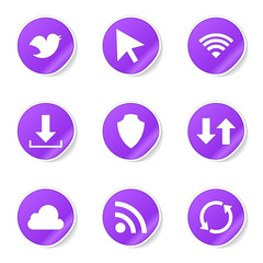 Web Internet Social Violet Vector Button Icon Design Set