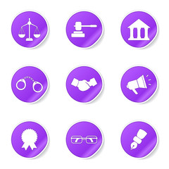 Law Sign Violet Vector Button Icon Design Set