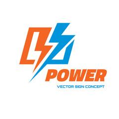 Power - vector logo. Lightning and electricity logo.