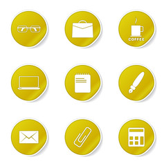 Office Work Yellow Vector Button Icon Design Set