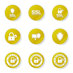 Protection Web Internet Yellow Vector Button Icon Design Set