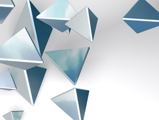abstract background with group of chrome triangles