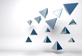 abstract background with group of chrome triangles