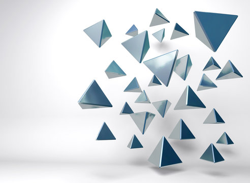 abstract background with group of chrome triangles