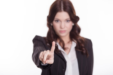 Business woman show something