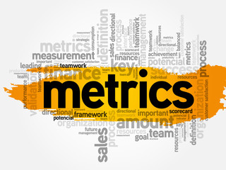 Word cloud of Metrics related items, business concept